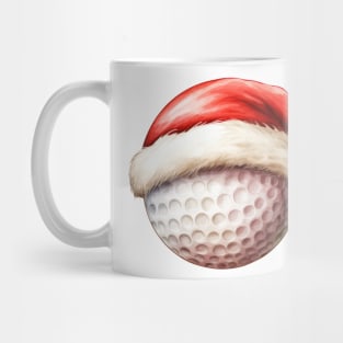 Christmas Golf Ball in Santa Hat Mug